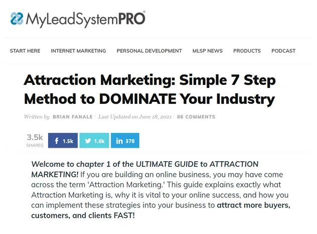 Attraction Marketing MLSP Post