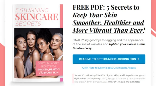 Skin Care Secrets lead capture page