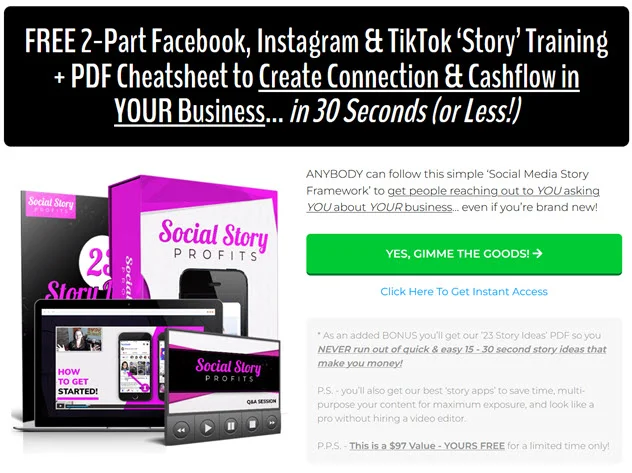 Social Story Profits Capture Page