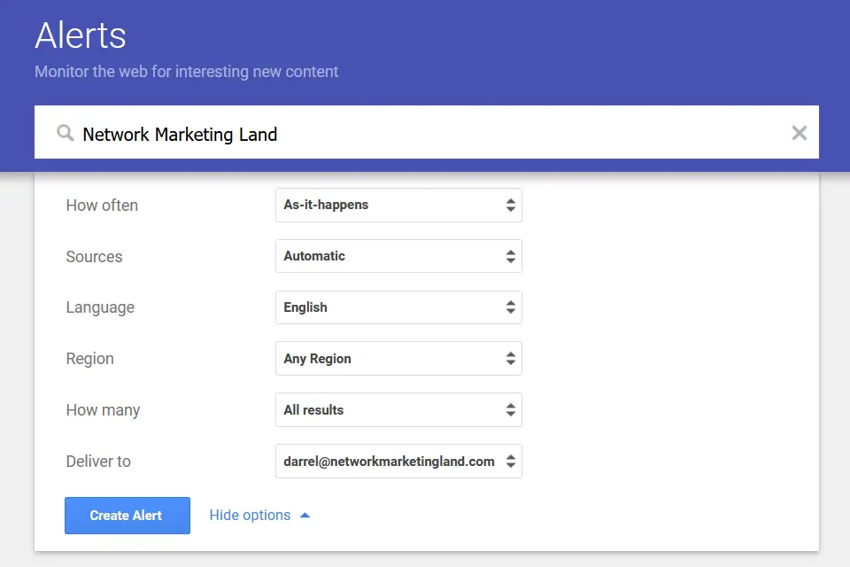 network marketing land google alerts
