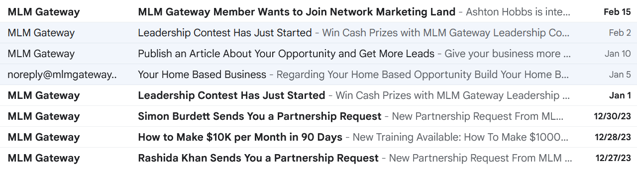 mlm gateway emails